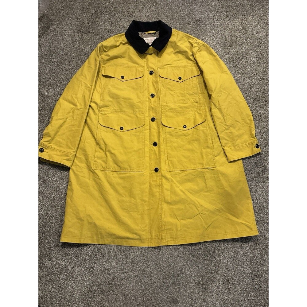 Filson Dry Waxed Long Cruiser Cotton Canvas Coat Yellow Women's 2XL Duster
